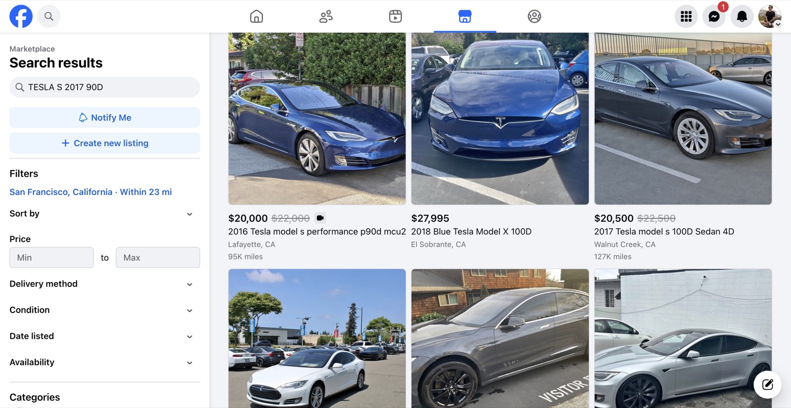Facebook Marketplace navigation screenshot captured via Chrome DevTools MCP